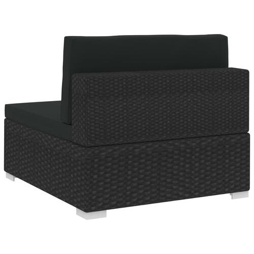 Havesofasæt 3 dele med hynder polyrattan sort