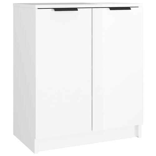 Skoskab 59x35x70 cm konstrueret træ hvid højglans