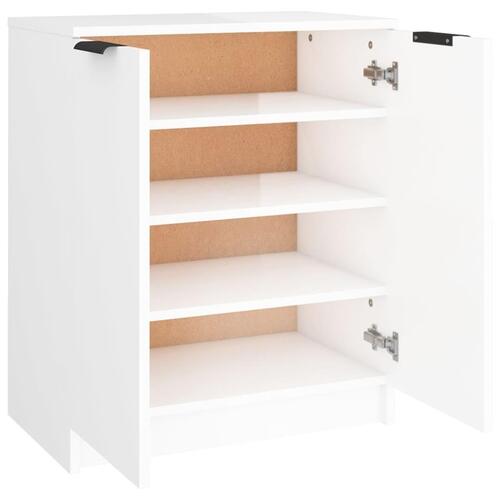 Skoskab 59x35x70 cm konstrueret træ hvid højglans