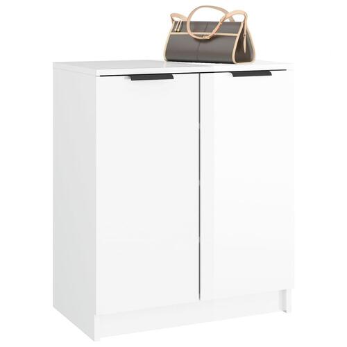 Skoskab 59x35x70 cm konstrueret træ hvid højglans