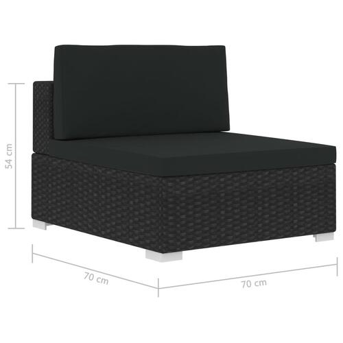 Havesofasæt 3 dele med hynder polyrattan sort