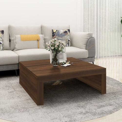 Sofabord 100x100x35 cm konstrueret træ brun egetræsfarve