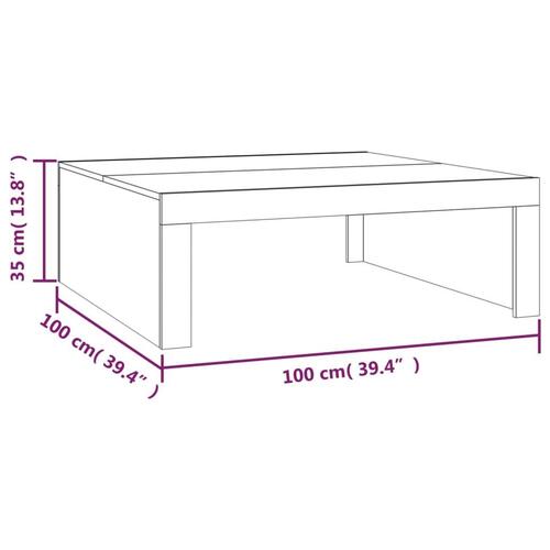 Sofabord 100x100x35 cm konstrueret træ brun egetræsfarve