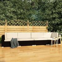 Havesofasæt med hynder 4 dele polyrattan sort