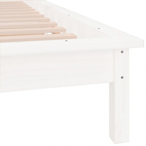 Sengeramme med LED-lys 90x200 cm massivt træ hvid