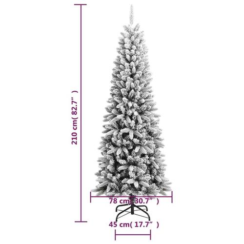 Kunstigt juletræ med sne 210 cm PVC og PE