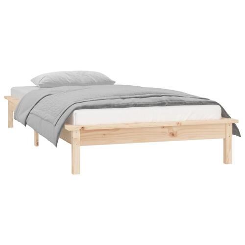 Sengeramme med LED-lys 100x200 cm massivt træ