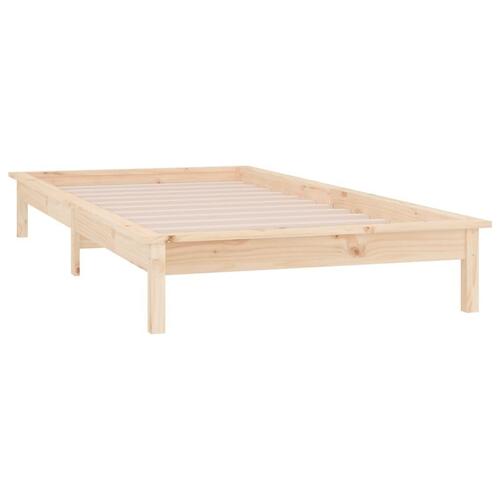 Sengeramme med LED-lys 100x200 cm massivt træ