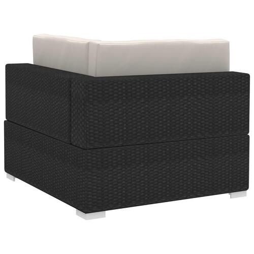 Havesofasæt med hynder 4 dele polyrattan sort