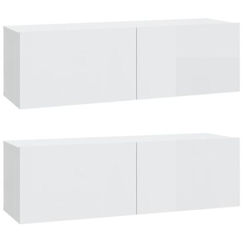 Tv-skabe 2 stk. 100x30x30 cm konstrueret træ hvid højglans