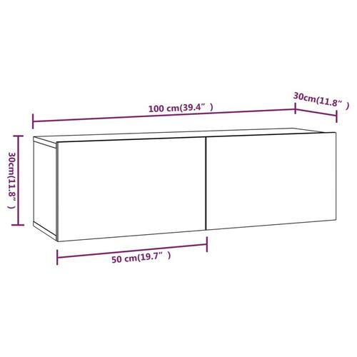 Tv-skabe 2 stk. 100x30x30 cm konstrueret træ hvid højglans