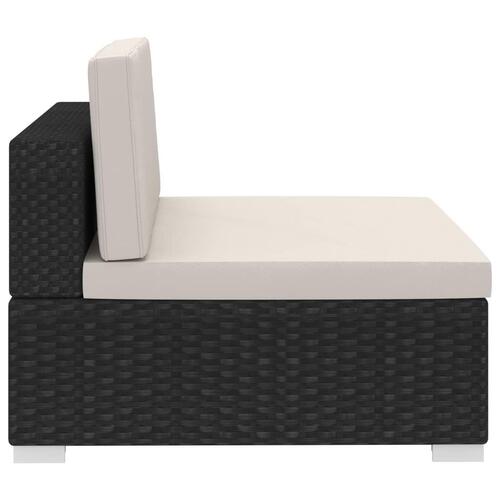 Havesofasæt med hynder 4 dele polyrattan sort