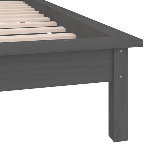 Sengeramme med LED-lys 100x200 cm massivt træ grå