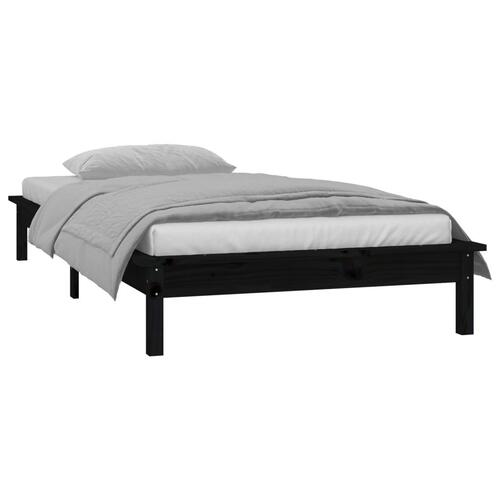 Sengeramme med LED-lys 100x200 cm massivt træ sort
