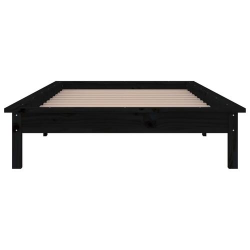 Sengeramme med LED-lys 100x200 cm massivt træ sort