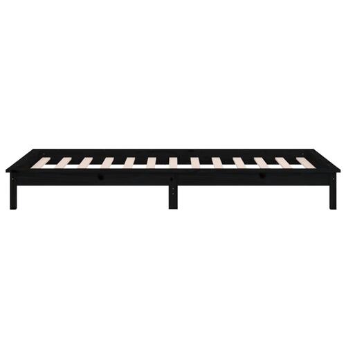 Sengeramme med LED-lys 100x200 cm massivt træ sort