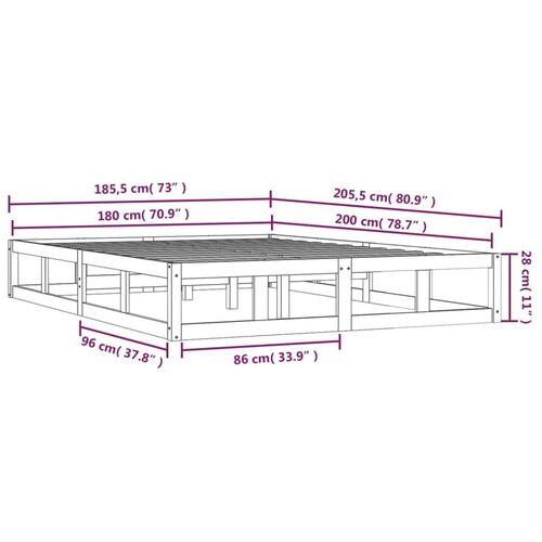 Sengeramme 180x200 cm Super King massivt træ sort