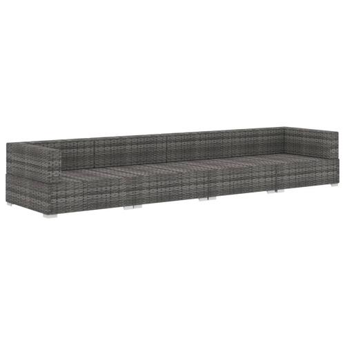 Havesofasæt 4 dele med hynder polyrattan grå