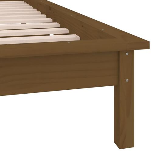 Sengeramme med LED-lys 100x200 cm massivt træ gyldenbrun