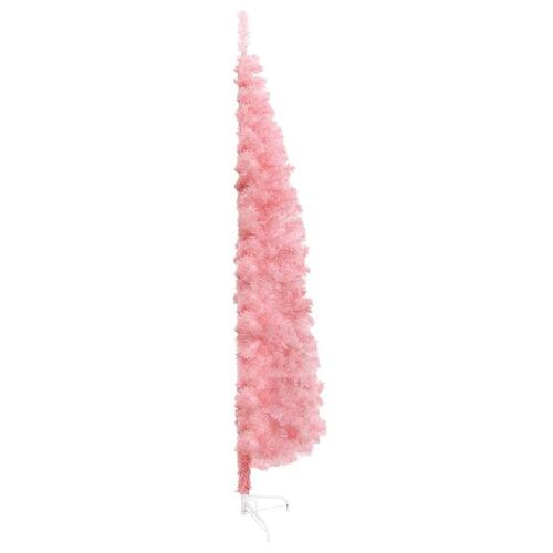 Kunstigt halvt juletræ med juletræsfod 120 cm smalt pink