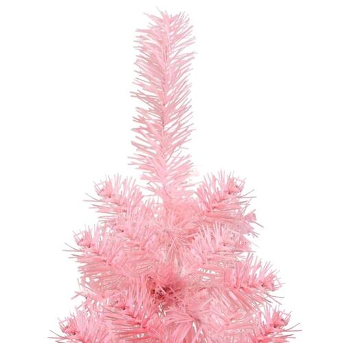 Kunstigt halvt juletræ med juletræsfod 120 cm smalt pink