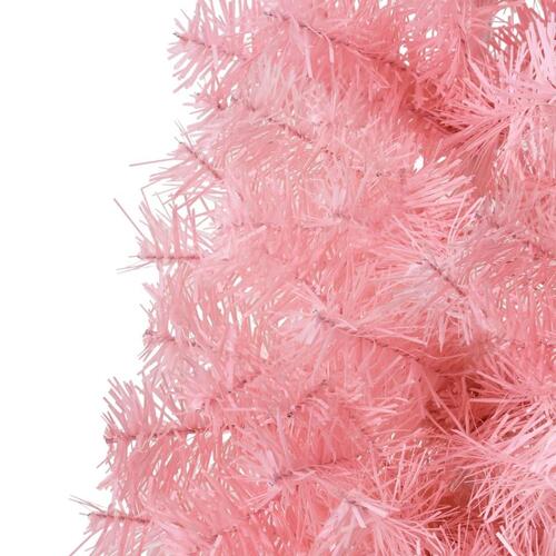 Kunstigt halvt juletræ med juletræsfod 120 cm smalt pink