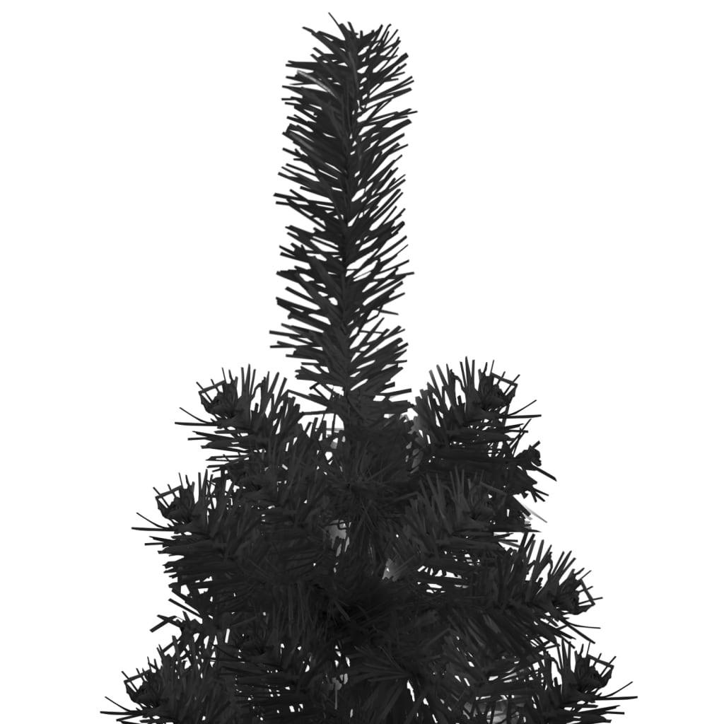 Kunstigt halvt juletræ med juletræsfod 180 cm smalt sort