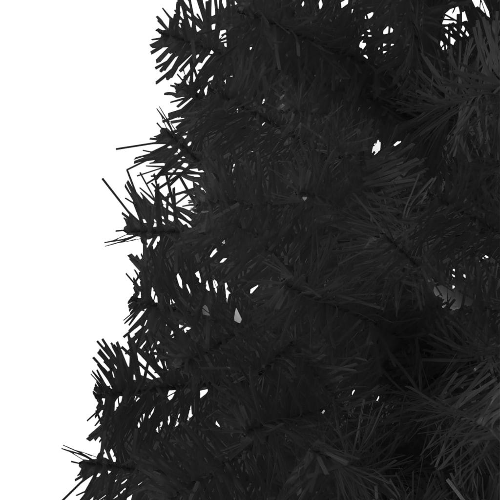 Kunstigt halvt juletræ med juletræsfod 180 cm smalt sort