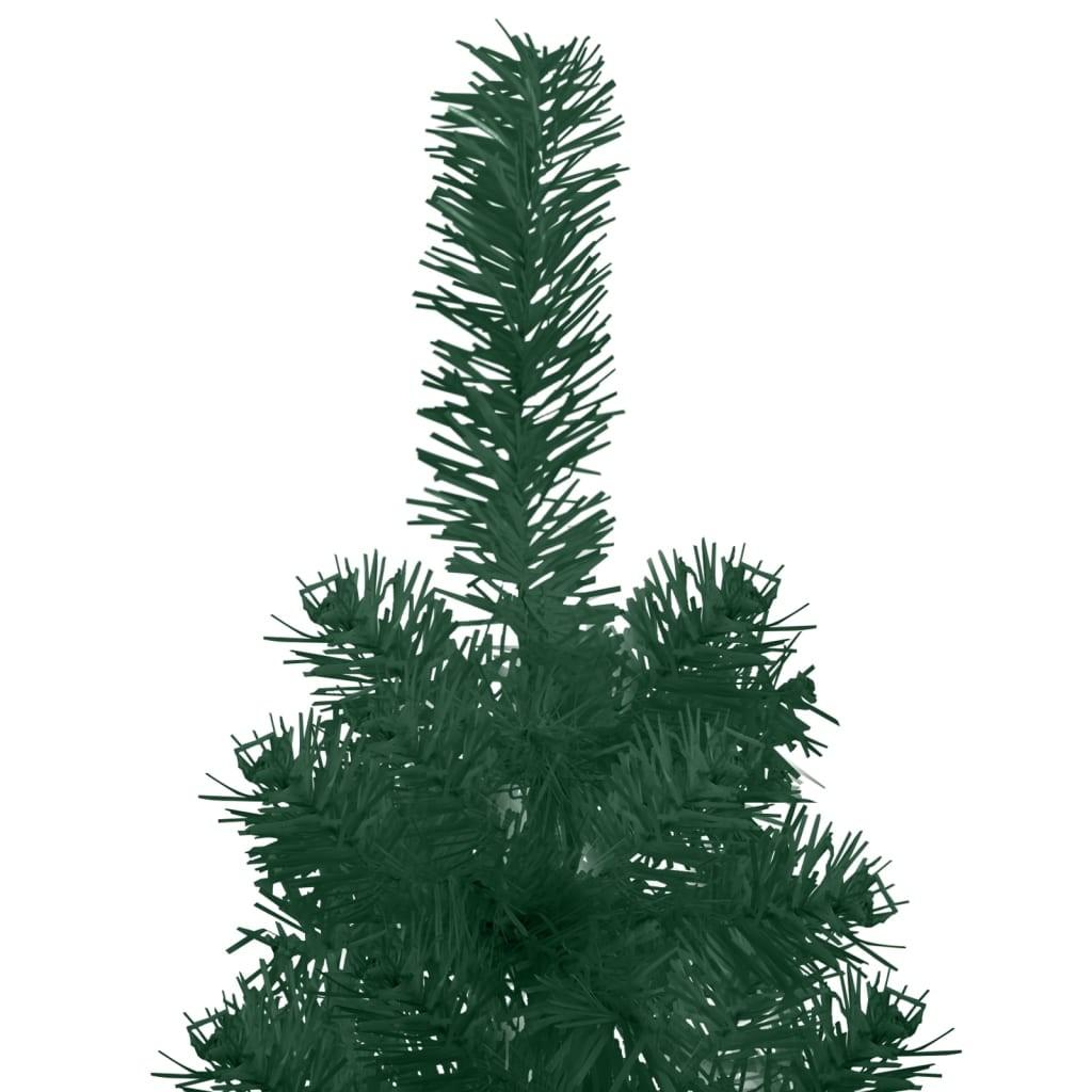 Kunstigt halvt juletræ med juletræsfod 210 cm smalt grøn
