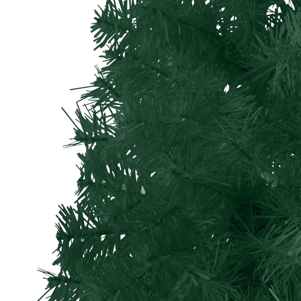 Kunstigt halvt juletræ med juletræsfod 210 cm smalt grøn