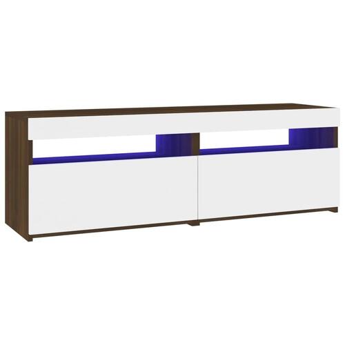 Tv-borde med LED-lys 2 stk. 60x35x40 cm brun eg