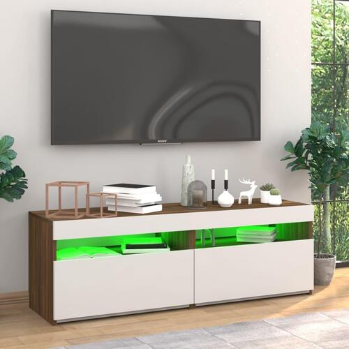 Tv-borde med LED-lys 2 stk. 60x35x40 cm brun eg