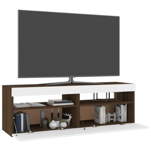 Tv-borde med LED-lys 2 stk. 60x35x40 cm brun eg