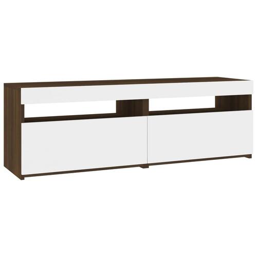 Tv-borde med LED-lys 2 stk. 60x35x40 cm brun eg