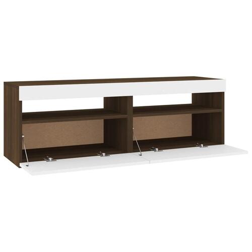 Tv-borde med LED-lys 2 stk. 60x35x40 cm brun eg