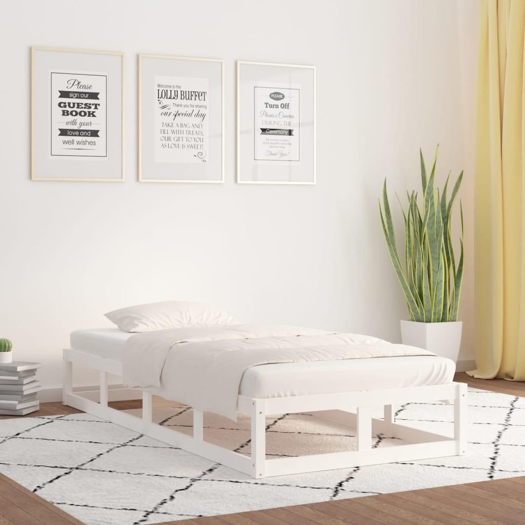Sengeramme 100x200 cm massivt træ hvid