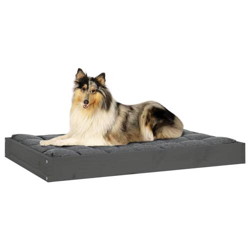 Hundeseng 91,5x64x9 cm massivt fyrretræ grå