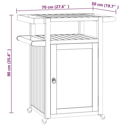 Barvogn 70x50x90 cm massivt teaktræ