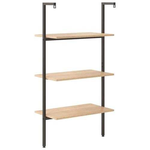 Stigereol med 3 hylder 64x35x120,5 cm lysebrun og sort