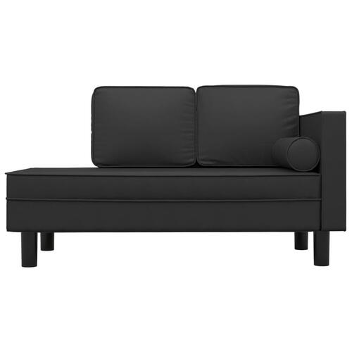 Chaiselong med hynder og bolster kunstlæder sort