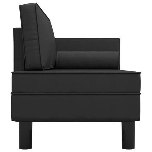 Chaiselong med hynder og bolster kunstlæder sort