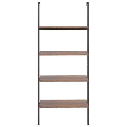 Stigereol med 4 hylder 64x35x152,5 cm mørkebrun og sort