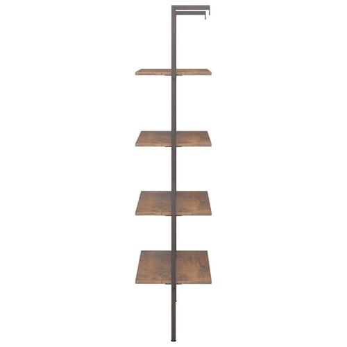 Stigereol med 4 hylder 64x35x152,5 cm mørkebrun og sort