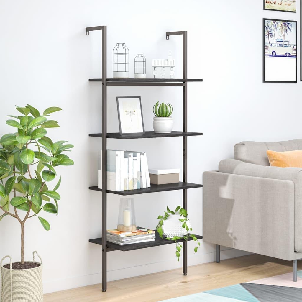 Stigereol med 4 hylder 64x35x152,5 cm sort