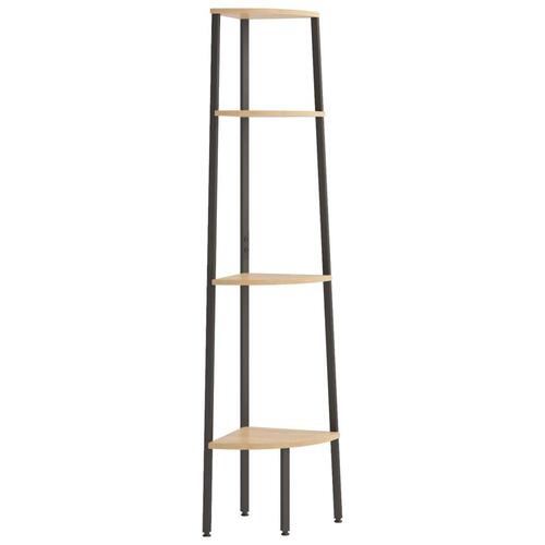 Stigereol med 4 hylder 45,5x31,5x150 cm lysebrun og sort
