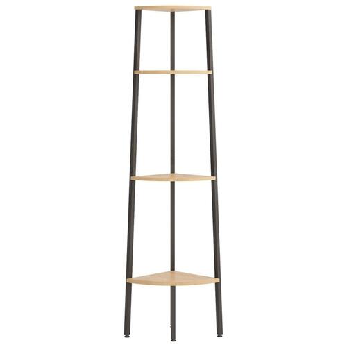 Stigereol med 4 hylder 45,5x31,5x150 cm lysebrun og sort