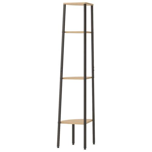 Stigereol med 4 hylder 45,5x31,5x150 cm lysebrun og sort