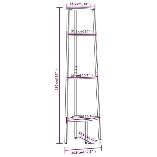 Stigereol med 4 hylder 45,5x31,5x150 cm lysebrun og sort