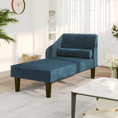 Chaiselong med bolster fløjl blå