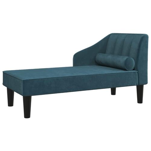 Chaiselong med bolster fløjl blå